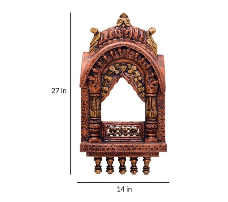 Jharokha wooden Hand-painted Wall , Indian wooden Wall jharokha, Home Decor wooden Wall Art, Metal Wall Hanging, Wood Wall Sculpture, Indian image 2