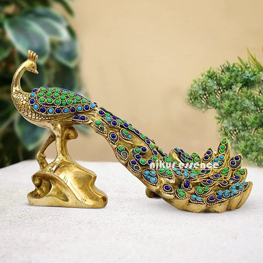 Big Brass Peacock Figurine, Home Decor Gift, Indian Brass Art, Brass