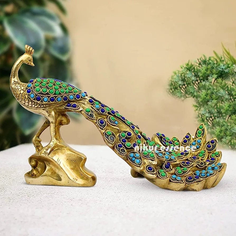 Buy Big Brass Peacock Figurine, Home Decor Gift, Indian Brass Art
