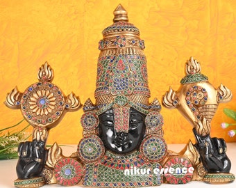 Brass Colored Tirupati Balaji Large Wall hanging,brass lord Vishnu face , Beautiful face of lord vishnu, hardwork of Craftsmanship