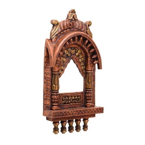 Jharokha wooden Hand-painted Wall , Indian wooden Wall jharokha, Home Decor wooden Wall Art, Metal Wall Hanging, Wood Wall Sculpture, Indian image 3