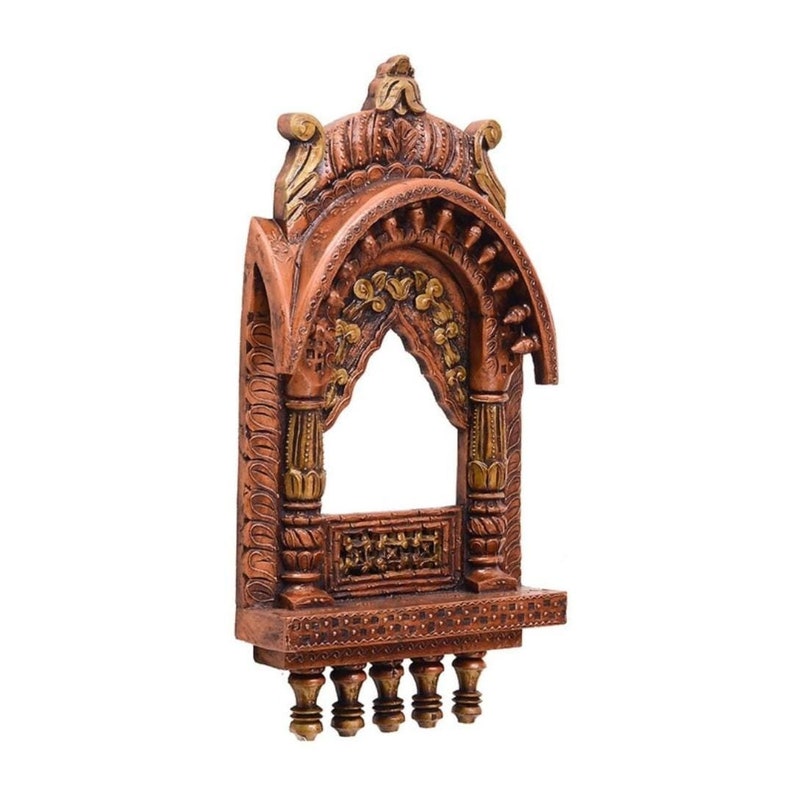 Jharokha wooden Hand-painted Wall , Indian wooden Wall jharokha, Home Decor wooden Wall Art, Metal Wall Hanging, Wood Wall Sculpture, Indian image 3