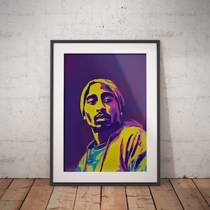 Tupac | Affiche 2Pac | Art mural | Superbes illustrations illustrées | Décor