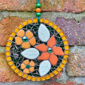 Mosaic wall decor, garden wall art, garden wall mosaic, shelf art, housewarming art gift, mosaic art, handmade garden gift, unique decor