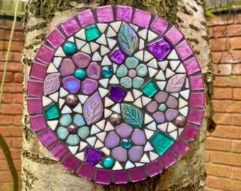 Mosaic wall decor, garden wall art, garden wall mosaic, garden shelf art, housewarming gift, mosaic flower art, handmade garden gift