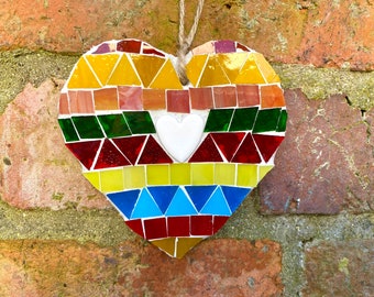 Mosaic heart, valentines heart shaped gift, romantic gift for girlfriend, heart gift for boyfriend, engagement gift, mosaic art work