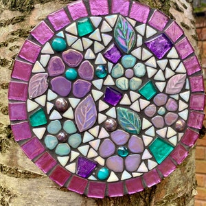 Mosaic wall decor, garden wall art, garden wall mosaic, garden shelf art, housewarming gift, mosaic flower art, handmade garden gift image 9