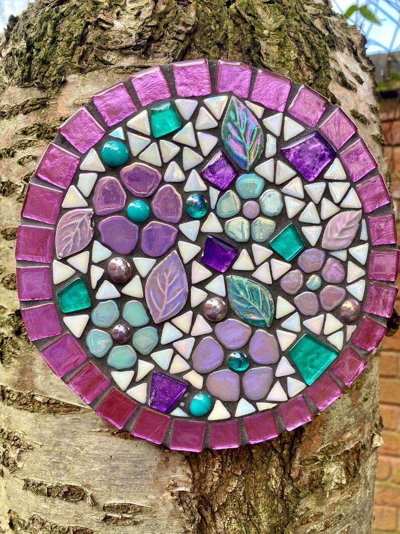 Mosaic wall decor, garden wall art, garden wall mosaic, garden shelf art, housewarming gift, mosaic flower art, handmade garden gift image 9