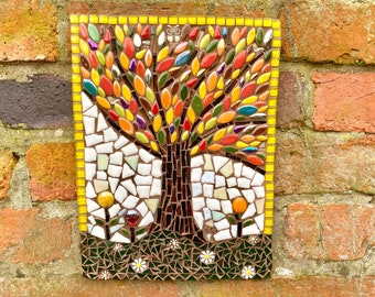 Großes Mosaik, Baum des Lebens Mosaik, Gartendekor, Mosaikkunst, Baum des Lebens Wandkunst, Geschenk für ihn Garten, Geschenk für Paar neues Zuhause, handmade