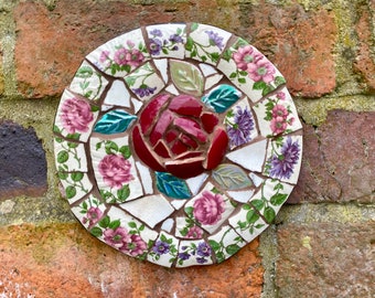 Mosaikkunst, Porzellanmosaik, maßgeschneiderte Wandkunst, Gartenwanddekor, Geschenk für Garten, Kunstgeschenk zum Muttertag, einzigartiges Kunstgeschenk, Schlafzimmerdekor