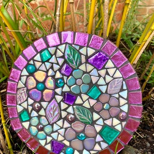 Mosaic wall decor, garden wall art, garden wall mosaic, garden shelf art, housewarming gift, mosaic flower art, handmade garden gift image 6