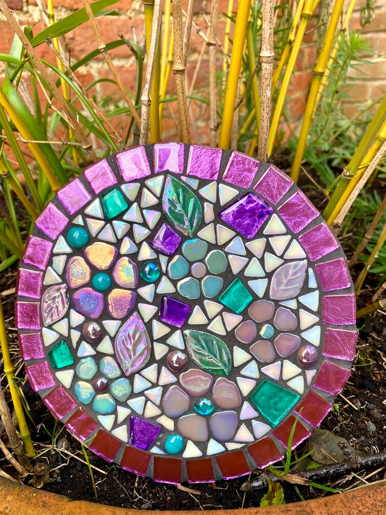 Mosaic wall decor, garden wall art, garden wall mosaic, garden shelf art, housewarming gift, mosaic flower art, handmade garden gift image 6