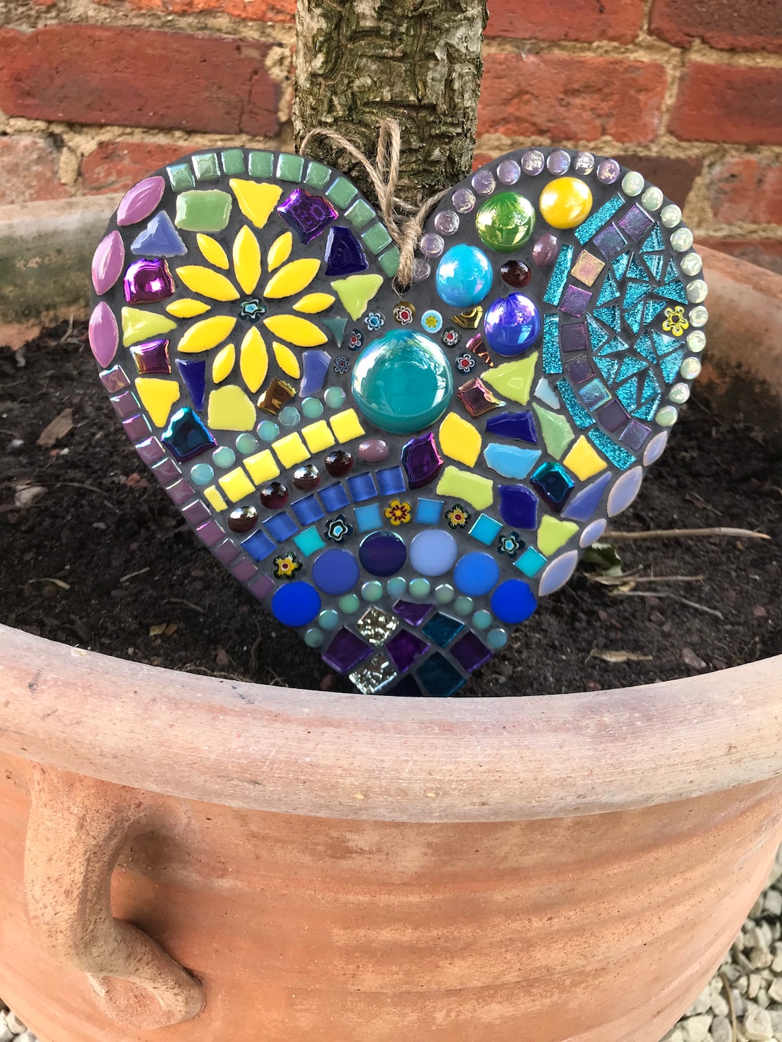 Large garden mosaic heart outdoor mosaic wall art garden Etsy