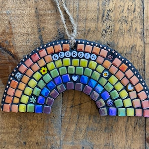 Personalised mosaic, rainbow memorial gift, personalised garden memorial, pet memorial, rainbow wall art, personalised decor, gift for loss image 9