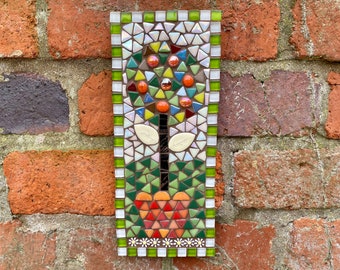 Mosaic art, garden wall mosaic, vertical wall art, handmade gift, mosaic yard art, home wall art, unique gift for couple