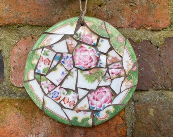 Mosaic art, broken china mosaic, bespoke wall art, garden wall decor, gift for garden, Mother’s Day art gift, unique art gift, bedroom decor