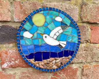 Stained glass mosaic, seagull mosaic, garden decor