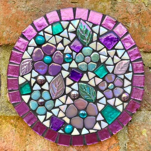 Mosaic wall decor, garden wall art, garden wall mosaic, garden shelf art, housewarming gift, mosaic flower art, handmade garden gift image 4