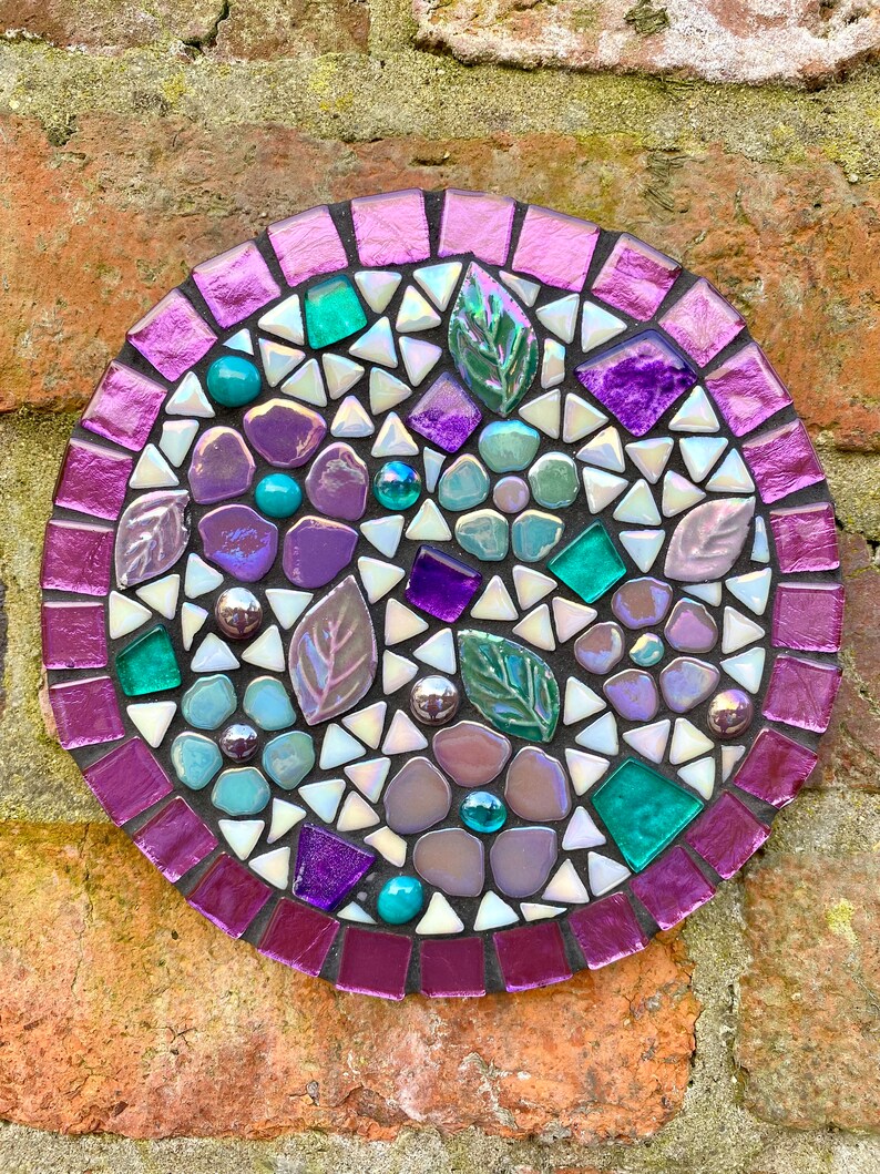 Mosaic wall decor, garden wall art, garden wall mosaic, garden shelf art, housewarming gift, mosaic flower art, handmade garden gift image 4