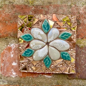 Mosaic tile, mosaic garden plaque, garden decor, garden wall art, handmade gift for her, gift for garden lovers, bathroom decor