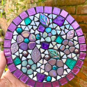 Mosaic wall decor, garden wall art, garden wall mosaic, garden shelf art, housewarming gift, mosaic flower art, handmade garden gift image 8