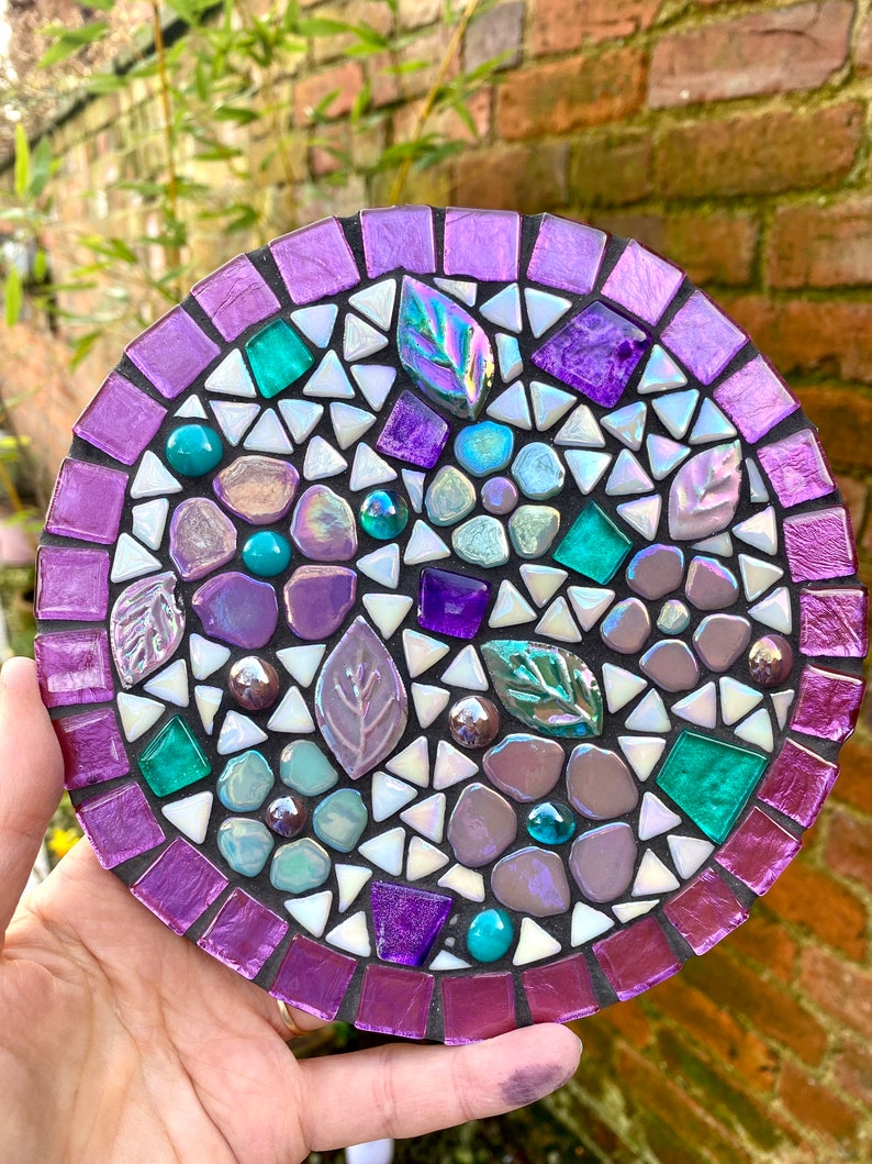 Mosaic wall decor, garden wall art, garden wall mosaic, garden shelf art, housewarming gift, mosaic flower art, handmade garden gift image 8