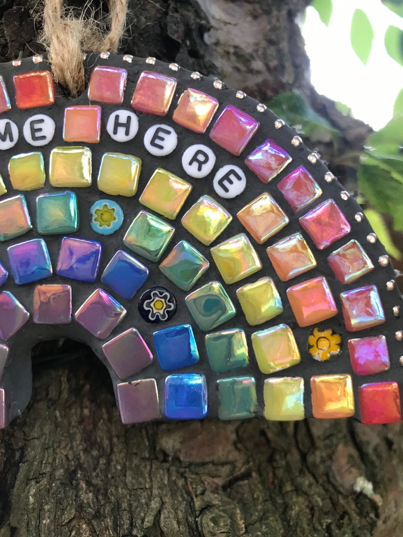 Personalised mosaic, rainbow memorial gift, personalised garden memorial, pet memorial, rainbow wall art, personalised decor, gift for loss image 4