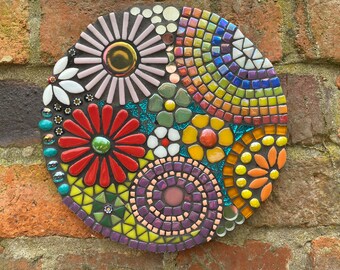 Mosaic wall art, bespoke art, garden art decor, anniversary gift, garden gift, handmade gift for her, mosaic wall plaque, abstract art