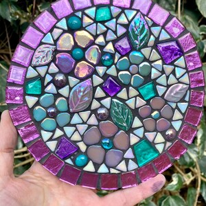 Mosaic wall decor, garden wall art, garden wall mosaic, garden shelf art, housewarming gift, mosaic flower art, handmade garden gift image 5