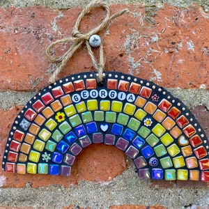 Personalised mosaic, rainbow memorial gift, personalised garden memorial, pet memorial, rainbow wall art, personalised decor, gift for loss image 7