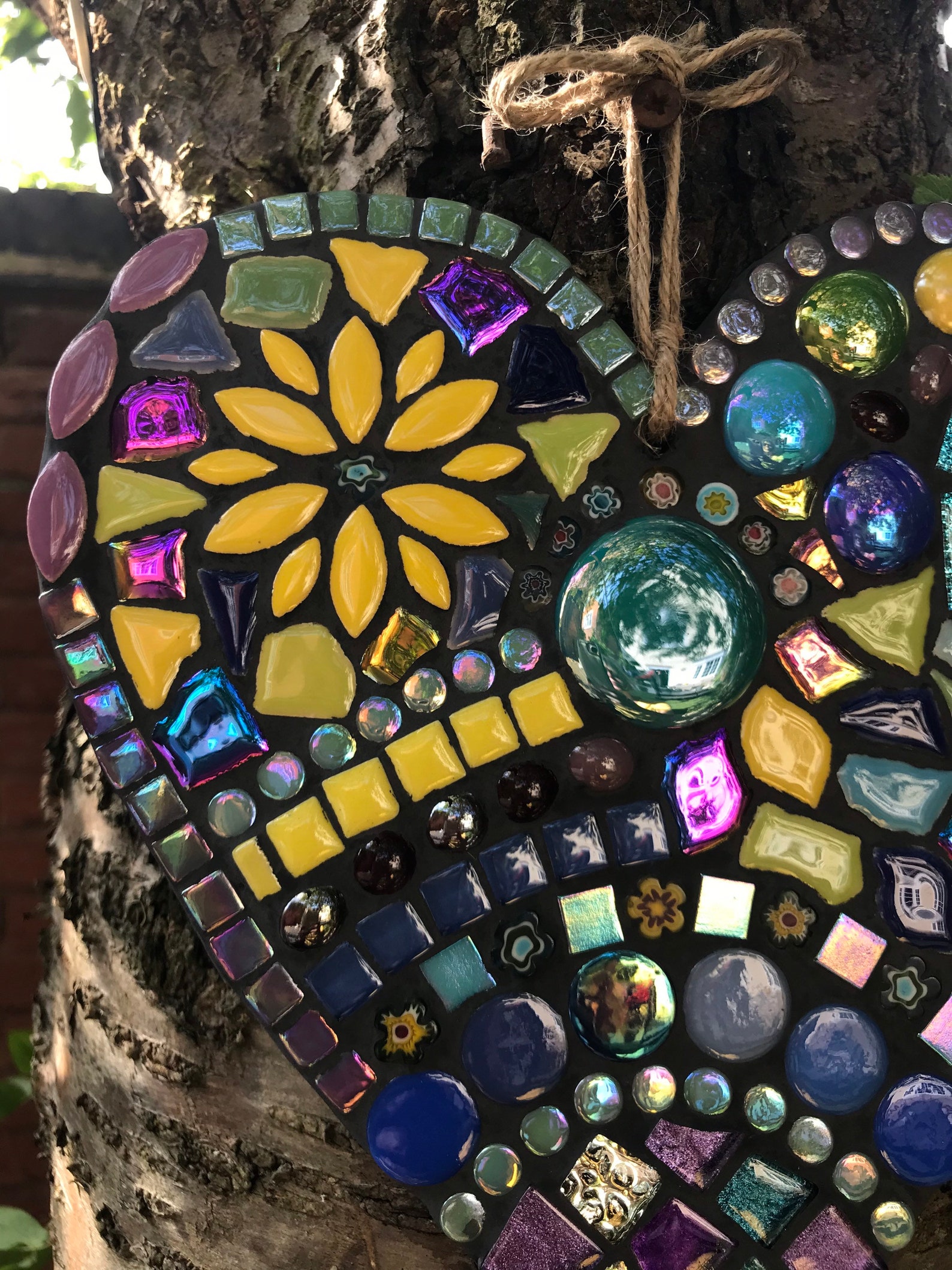 Large garden mosaic heart outdoor mosaic wall art garden Etsy