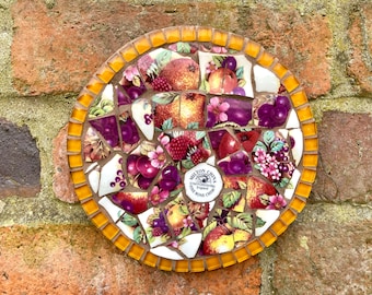 Mosaic garden plaque, mosaic art, broken china mosaic, bespoke wall art, garden wall decor, gift for garden, upcycled art, mothers day gift