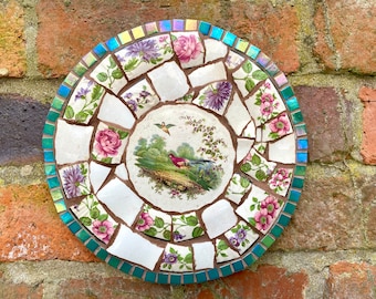 Mosaic art, broken china mosaic, bespoke wall art, garden wall decor, gift for garden, country house decor, unique art gift, pheasant art