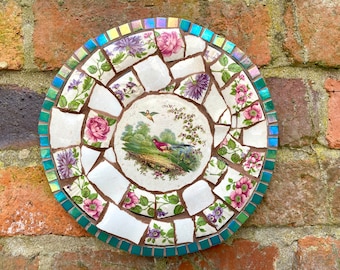 Mosaikkunst, zerbrochenes Porzellanmosaik, maßgeschneiderte Wandkunst, Gartenwanddekoration, Geschenk für den Garten, Landhausdekoration, einzigartiges Kunstgeschenk, Fasanenkunst