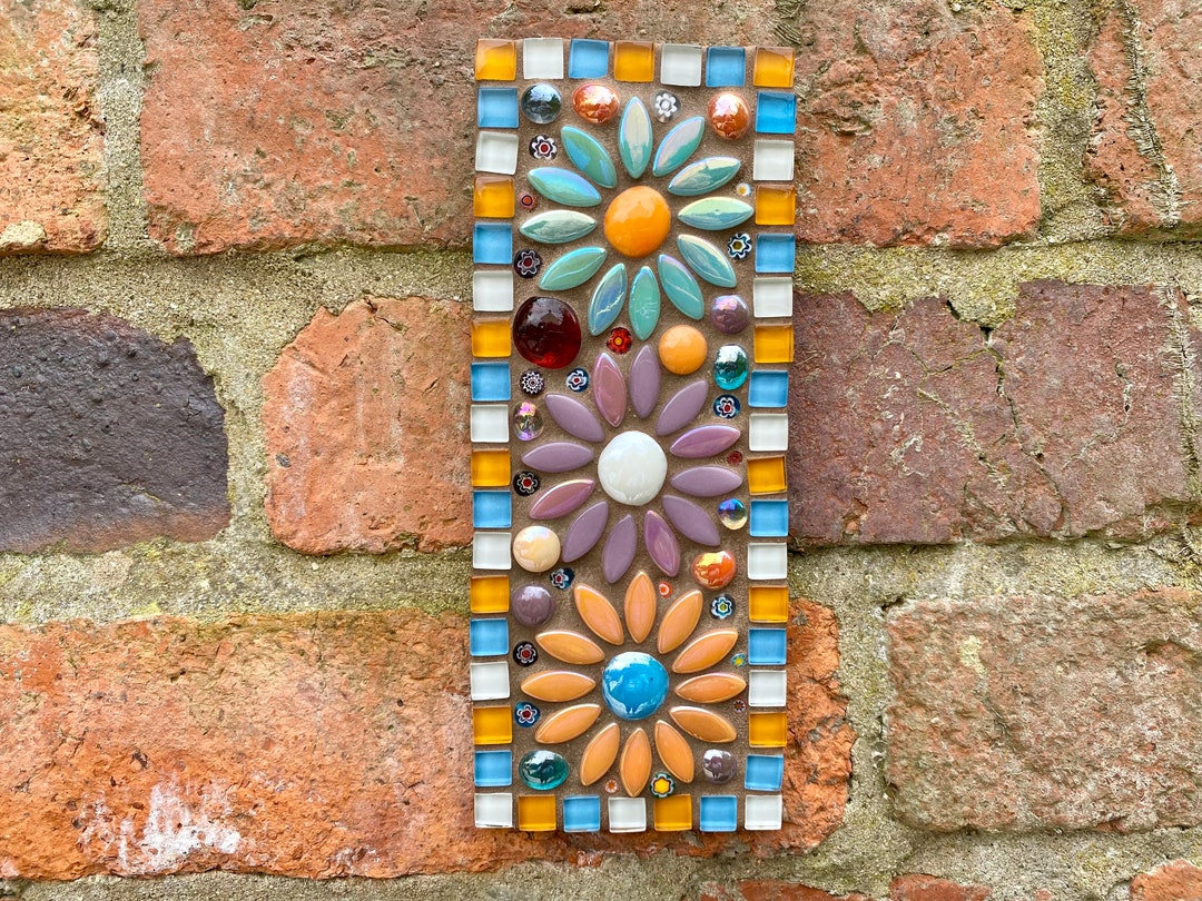 Image showcasing Garden Mosaic, Wall Plaque, Flower Mosaic, Garden Decor, Handmade Gift ...