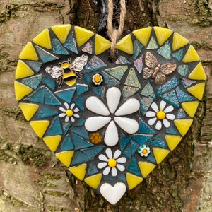 Coeur en mosaïque, art de la mosaïque, mosaïque pour mur de jardin, décoration de chalet, mosaïque de jardin, art mural, décoration de jardin, décoration d'intérieur image 1