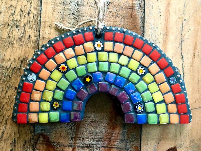 Small Rainbow Mosaic Rainbow Wall Art Garden Decoration Nhs Etsy UK