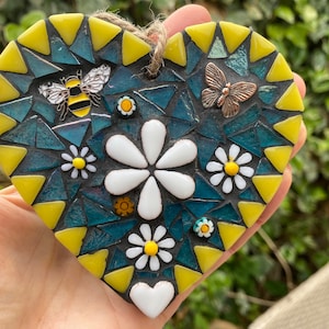 Mosaic heart, mosaic art, mosaic for garden wall, cottage decor,garden mosaic, wall art, garden decor, home decor image 10