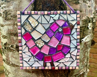Bird mosaic, abstract wall art, garden decor, bird decor, handmade gift, , mosaic wall plaque, home decor,  gift for bird lover, unique gift