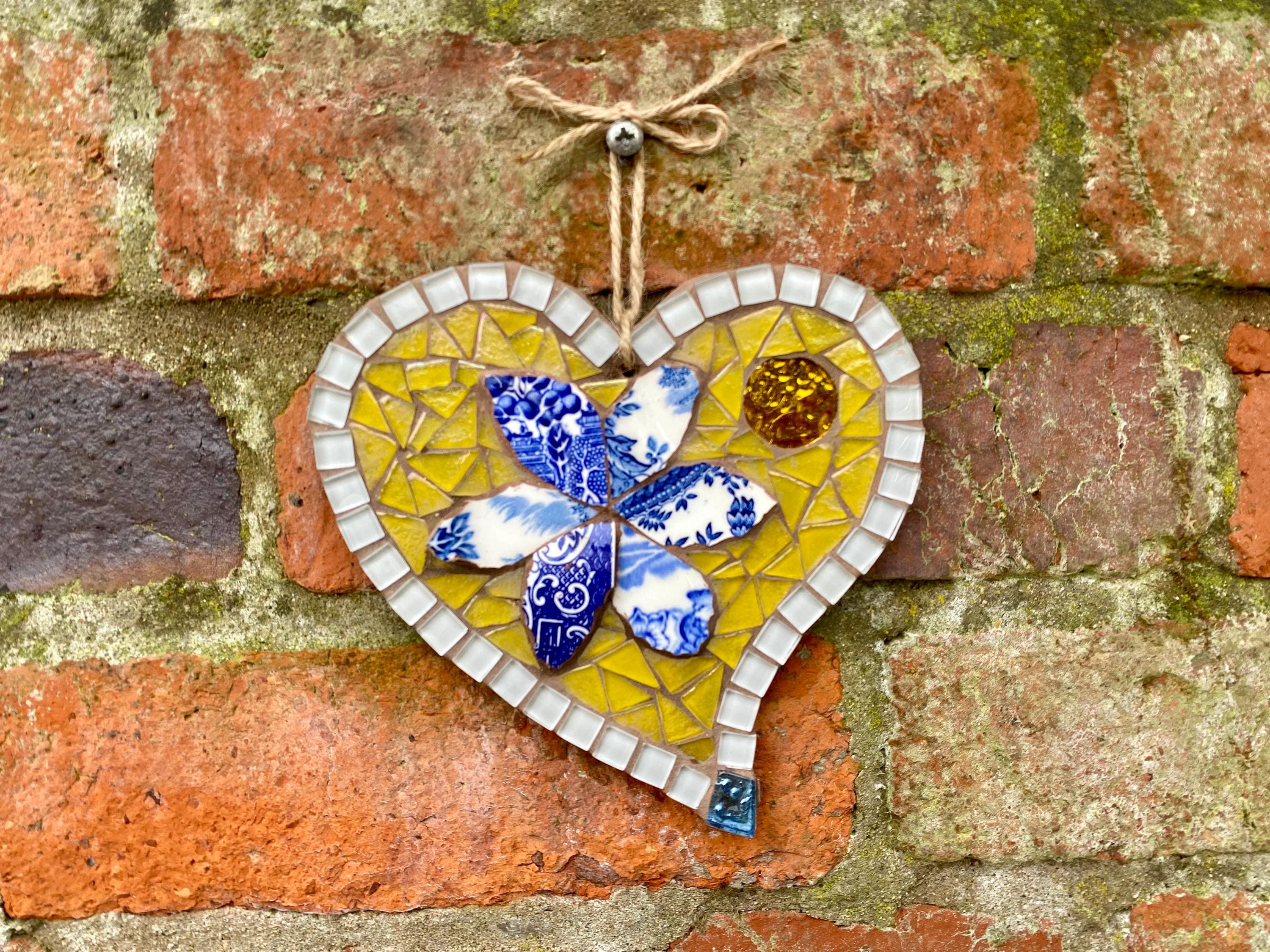 Handmade Mosaic Heart: Vintage China Garden Wall Decor