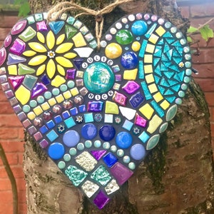 Mosaic personalised heart, engagement gift, unique wedding present, anniversary personalised decor, garden mosaic decor