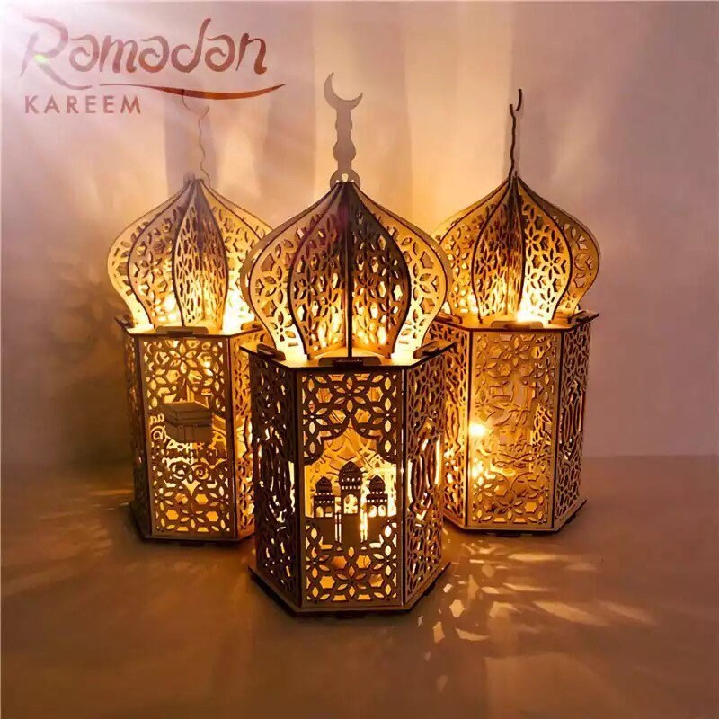 Led Ramadan Lights - Wooden Decorative Lantern For Eid Ramadan Mubarak -  Decorative Led Night Light - Home Hangings Lanterns Decorative Indoor For  Bed