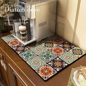 Quick Absorption Drying Mat Kitchen Coffee Station Bar Dish Rack Counter Mat