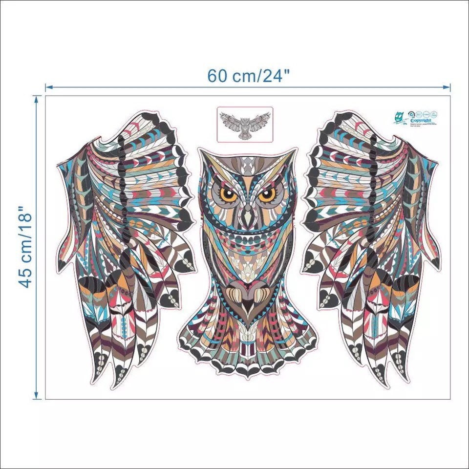 Mandala Wall Sticker Owl Animal Wall Decal Vinyl Wall Sticker Etsy