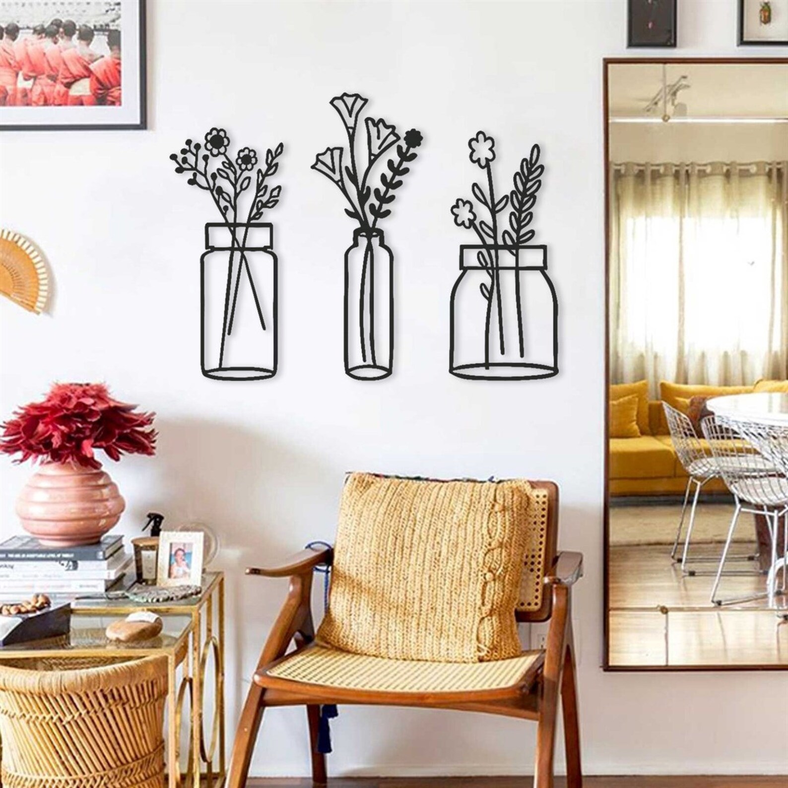 Flower in Vase Metal Wall Art Spring Flower Metal Wall Decor Etsy