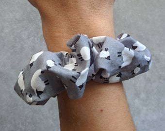 Sheep Scrunchie - Grey - Black and White - Letterbox Gift - Gifts To Make You Smile