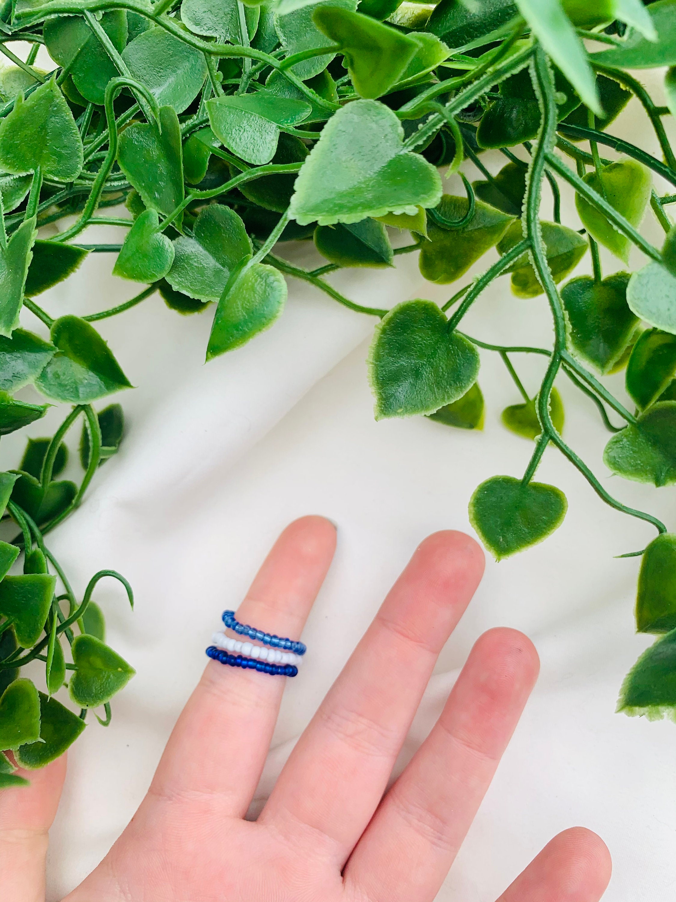 3 Pack Blue Beaded Seed Bead Rings - Etsy