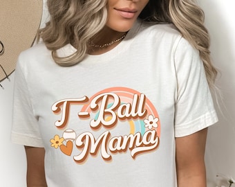 Retro Groovy T-Ball Mom Shirt, Hippie Tee Ball Mom T-Shirt, T-Ball Mama Shirt, Gift for T-Ball Mom, Gift for Boy Mom, Mother's Day Gift