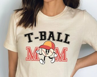 Retro Groovy T-Ball Mom Shirt, Hippie Tee Ball Mom T-Shirt, T-Ball Mama Shirt, Gift for T-Ball Mom, Gift for Boy Mom, Baseball Mother's Day