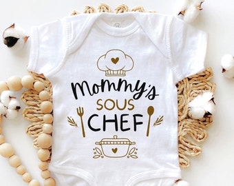 Body de bebé Sous Chef de mamá, Onesie de bebé Sous Chef, camisa de bebé Sous Chef de mamá, bebé Sous Chef, regalo de baby shower para mamá, bebé